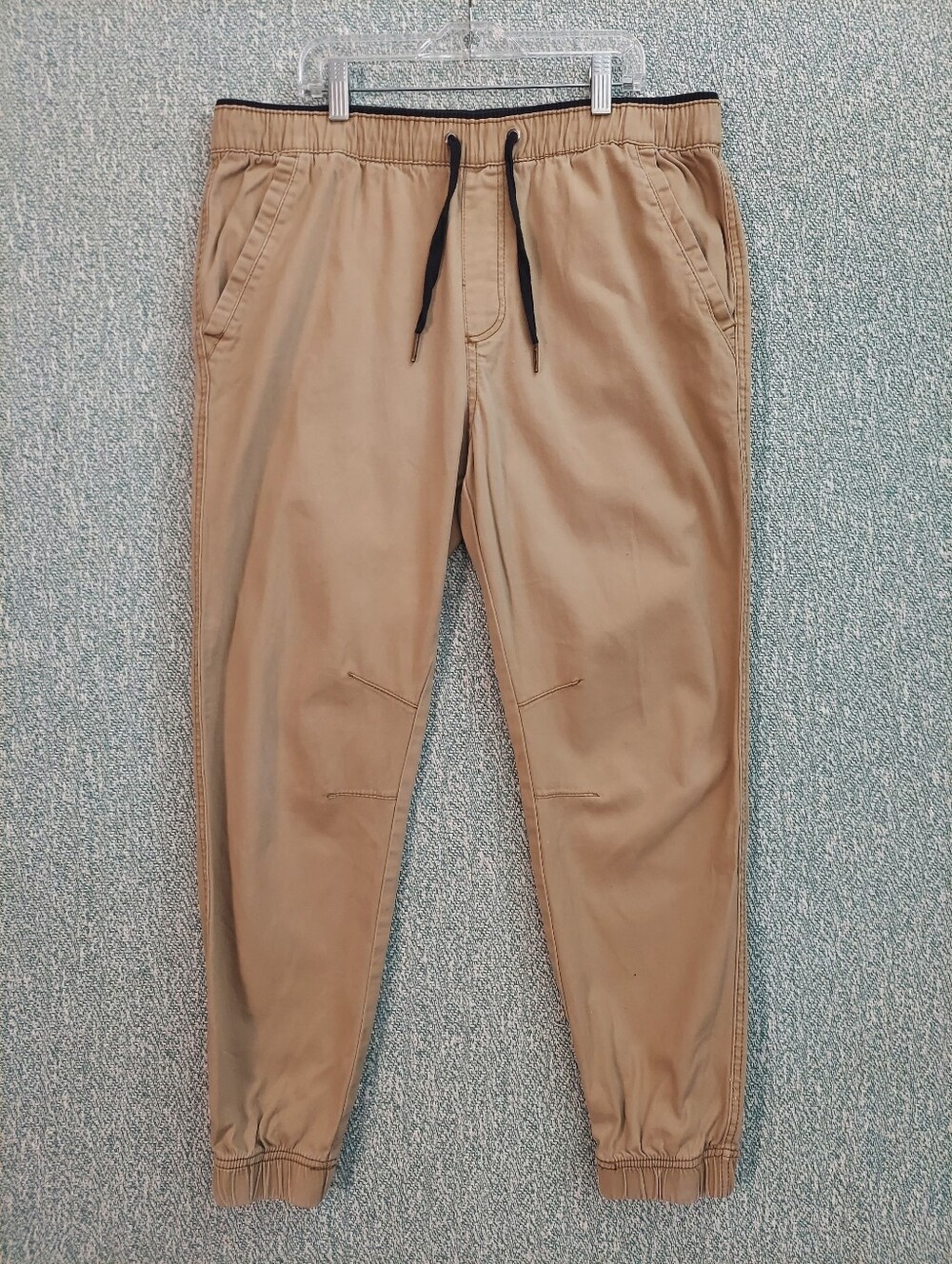 Plugg Men's Khaki Jogger Pants with Black Drawstring